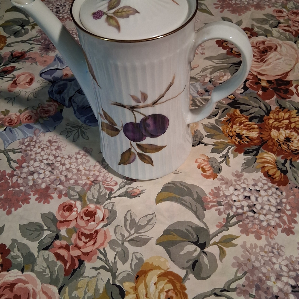 Royal Worcester White and Purple Teapot
